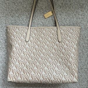 Coach City Tote Bag with Monogram Print (Tan)